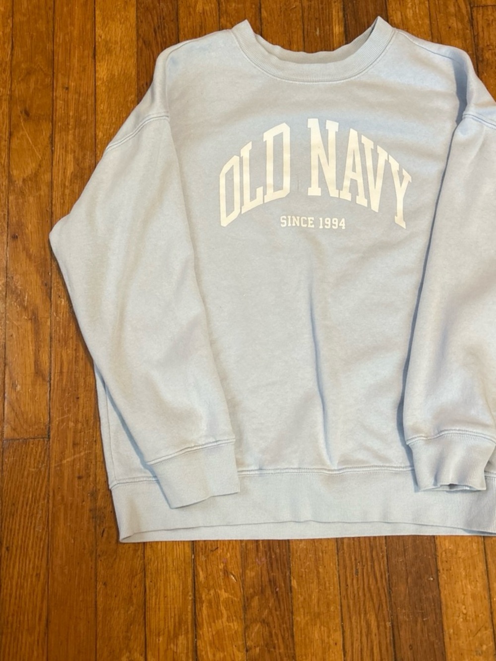 Old Navy Men's Pale Blue Logo Crewneck Sweatshirt